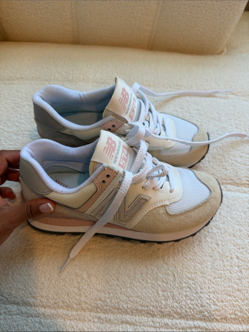 New Balance Kids Sneakers - White, Light Pink, Beige